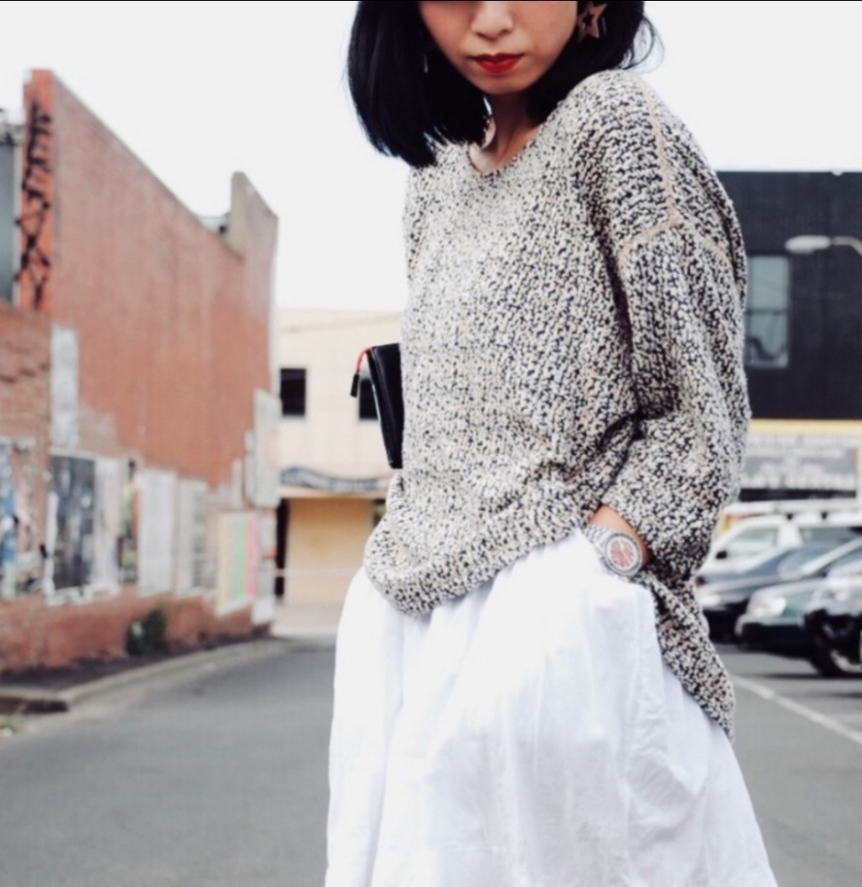 American Apparel Black White Tan Pullover Sweater